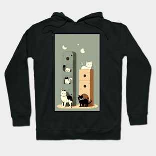 Whiskered Whispers: Abstract Interpretations of Feline Mystique Hoodie